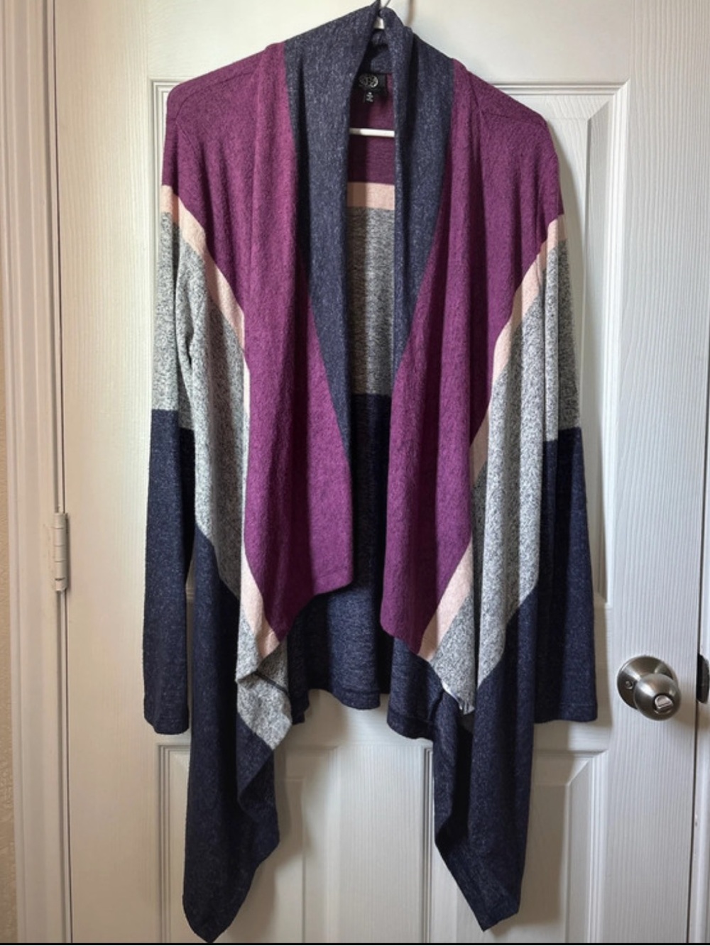 Bobeau Colorblock Draped Sweater Cardigan